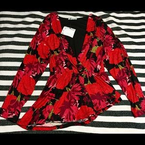 Gorgeous ZARA Flower Blouse Long Sleeve Top NWT